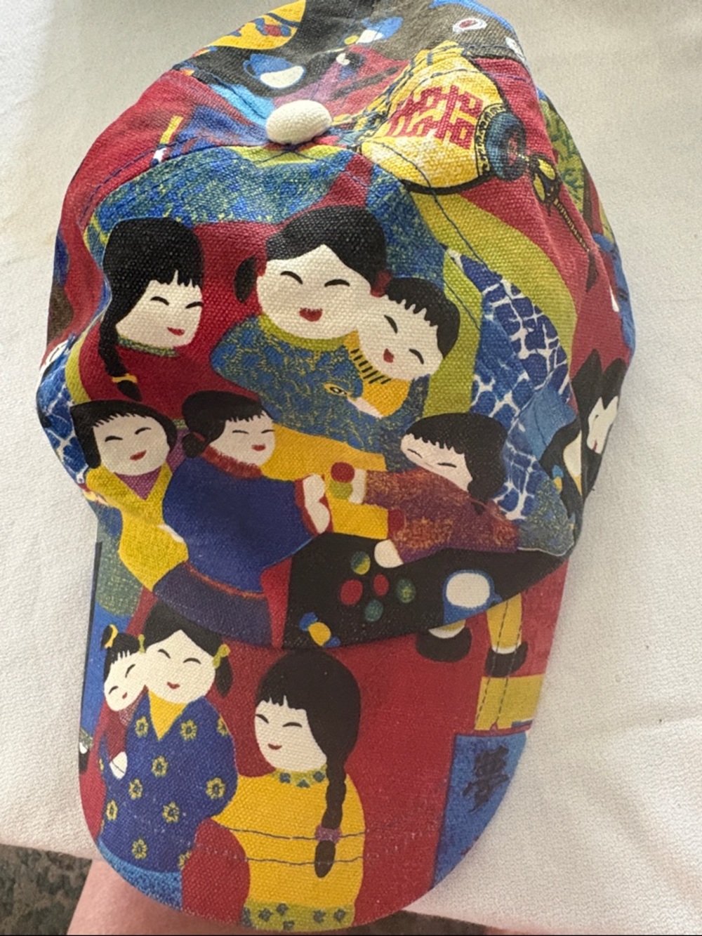 Chico's Vintage Colorful Asian Cultural Print Baseball Cap